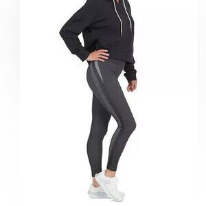 Spanx Look at Me Now Seamless Track Stripe Leggings Graphite Gray L Activewear
